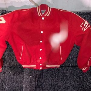 💍 Women’s Red Size M Brill Bros. Letterman’s Jacket “Kathie” Class of 77 🏈